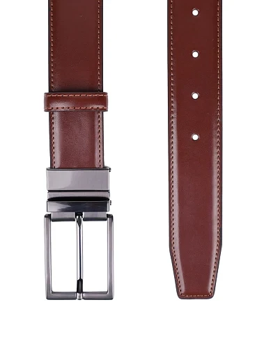 Чоловічий ремінь шкіряний коричнево-чорний (91025CB-2) - фото 2 - Miraton