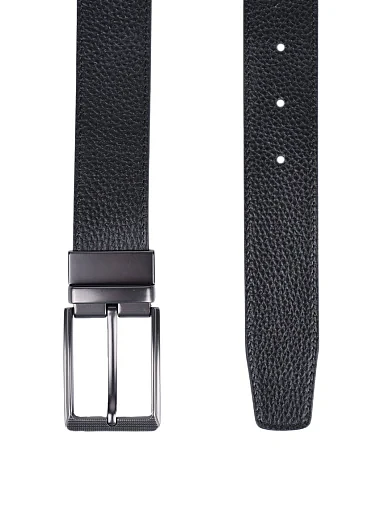 Чоловічий ремінь шкіряний чорний (A00160-1 SS25) - фото 2 - Miraton