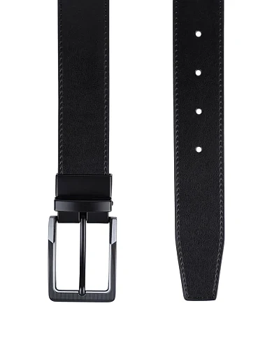 Чоловічий ремінь шкіряний чорний (SS24-N5) - фото 2 - Miraton