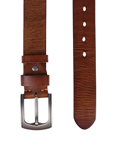Чоловічий ремінь шкіряний коричневий (TYA303-17) - фото 2 - Miraton