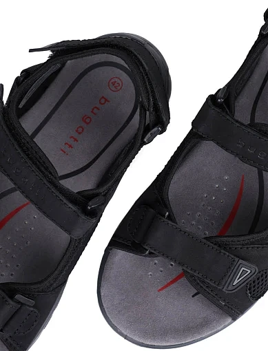 Чоловічі сандалі Bugatti з нубуку чорні (321AS7802569-1010) - фото 5 - Miraton