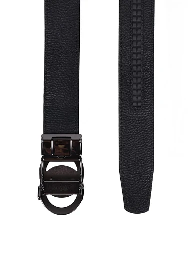 Чоловічий ремінь шкіряний чорний (25B-8) - фото 2 - Miraton