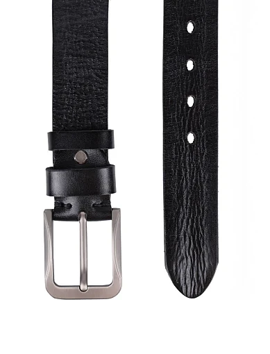 Чоловічий ремінь шкіряний чорний (25N-1) - фото 2 - Miraton
