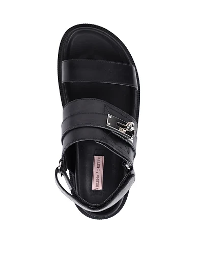 Жіночі сандалі Helena Soretti шкіряні чорні - фото 2 - Miraton