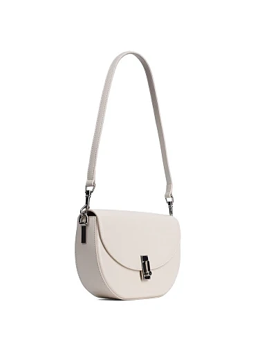 Женская сумка через плечо MIRATON кожаная белая с декоративной застежкой - фото 3 - Miraton