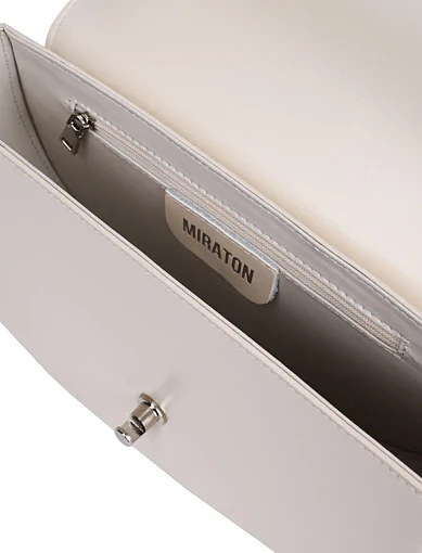 Женская сумка через плечо MIRATON кожаная белая с декоративной застежкой - фото 6 - Miraton