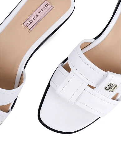 Жіночі шльопанці Helena Soretti шкіряні білі - фото 5 - Miraton