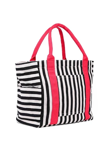 Жіноча сумка шоппер MIRATON тканинна чорно-рожева - фото 2 - Miraton