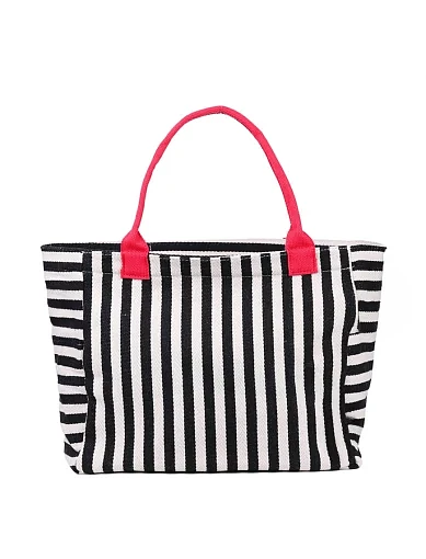 Жіноча сумка шоппер MIRATON тканинна чорно-рожева - фото 3 - Miraton