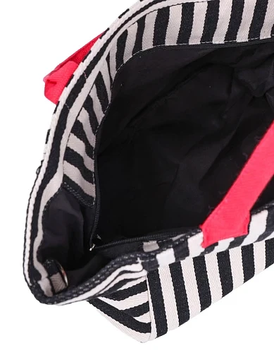 Жіноча сумка шоппер MIRATON тканинна чорно-рожева - фото 5 - Miraton