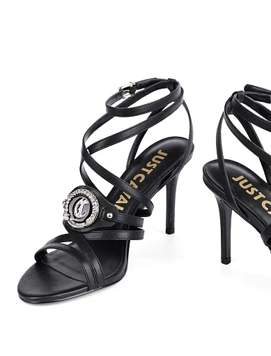 Жіночі босоніжки Just Cavalli з екошкіри чорні - фото 2 - Miraton