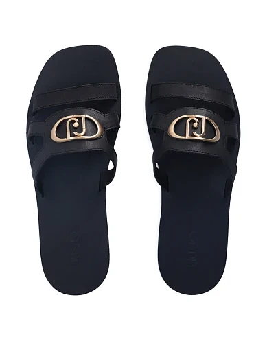 Женские шлепанцы LIU JO кожаные черные - фото 5 - Miraton