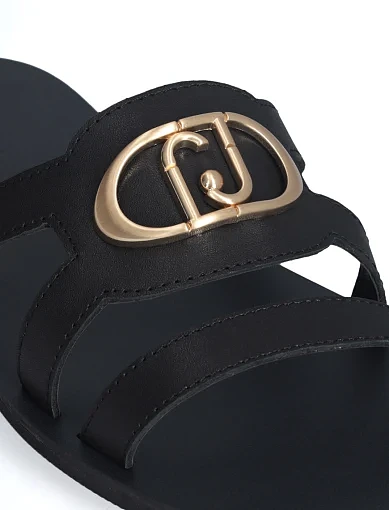 Женские шлепанцы LIU JO кожаные черные - фото 6 - Miraton