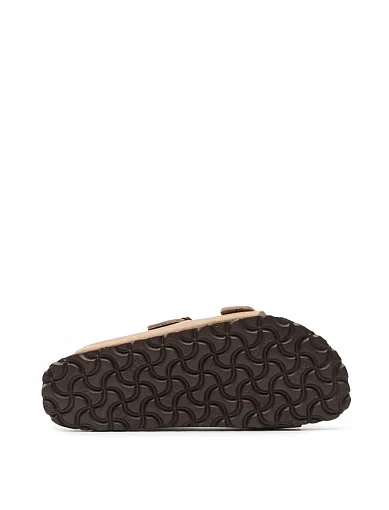 Мужские шлепанцы BIRKENSTOCK Arizona кожаные бежевые - фото 2 - Miraton