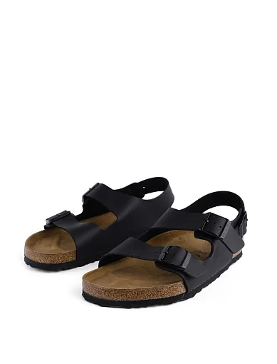 Жіночі сандалі BIRKENSTOCK Milano Black з екошкіри чорні - фото 2 - Miraton