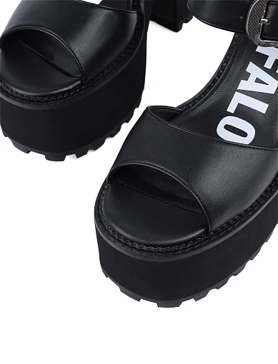 Жіночі босоніжки Buffalo з екошкіри чорні - фото 5 - Miraton