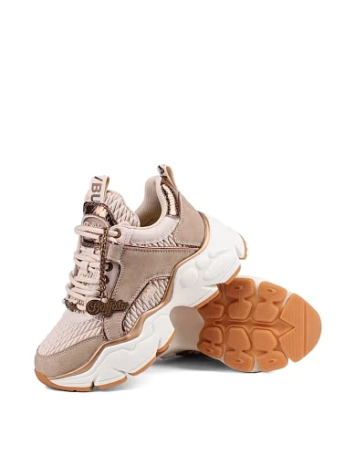 Жіночі кросівки Buffalo з екошкіри бежеві - фото 2 - Miraton