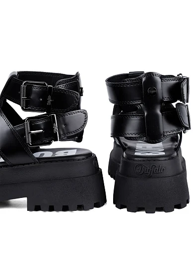 Жіночі сандалі Buffalo з екошкіри чорні - фото 2 - Miraton