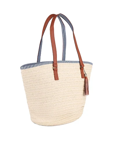 Женская сумка MIRATON соломенная бежевая - фото 2 - Miraton