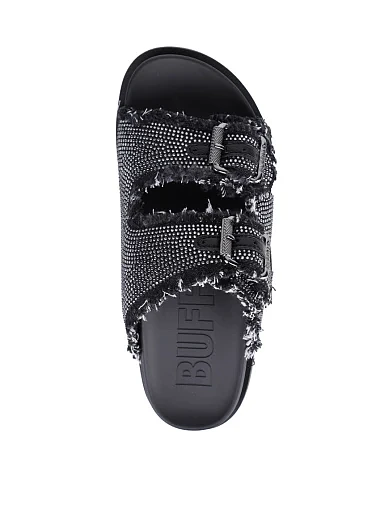 Жіночі шльопанці Buffalo тканинні чорні - фото 2 - Miraton