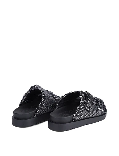 Жіночі шльопанці Buffalo тканинні чорні - фото 4 - Miraton