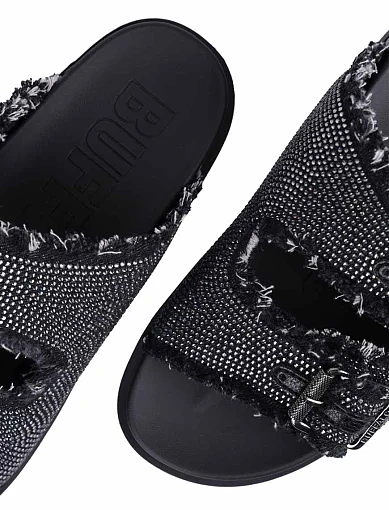 Жіночі шльопанці Buffalo тканинні чорні - фото 5 - Miraton