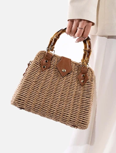 Жіноча сумка тоут MIRATON солом'яна бежева - фото 2 - Miraton