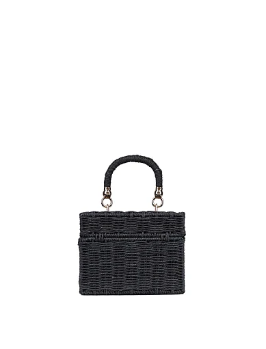 Жіноча сумка коробка MIRATON солом'яна чорна - фото 4 - Miraton