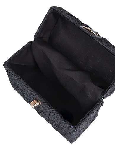 Жіноча сумка коробка MIRATON солом'яна чорна - фото 6 - Miraton