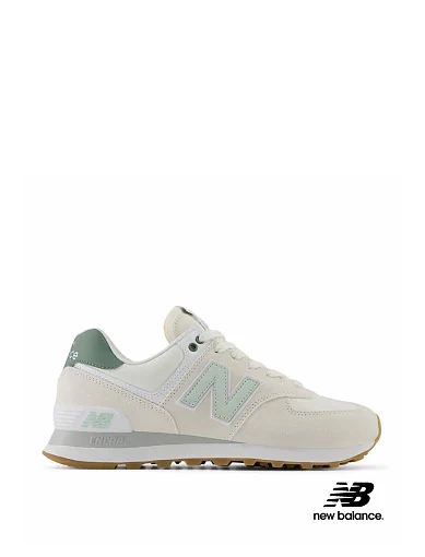 Женские кроссовки New Balance 574 замшевые белые фото 1