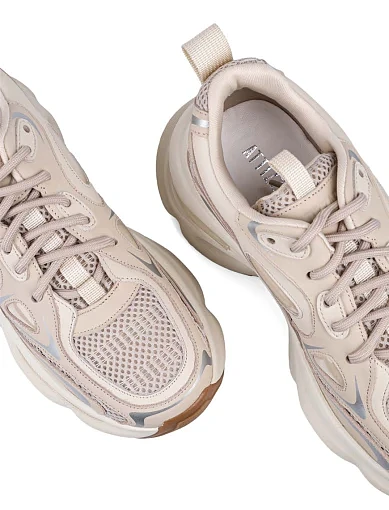 Женские кроссовки MIRATON кожаные бежевые - фото 5 - Miraton