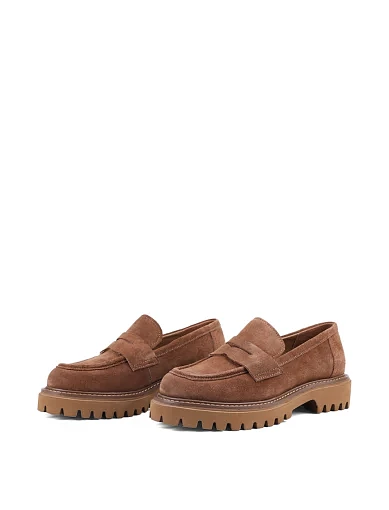 Жіночі туфлі лофери Attizzare велюрові бежеві - фото 3 - Miraton