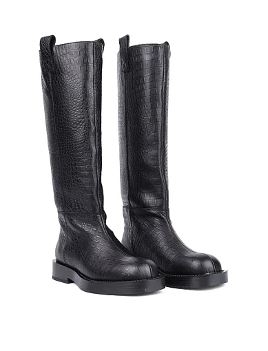 Женские сапоги MIRATON кожаные черные - фото 3 - Miraton