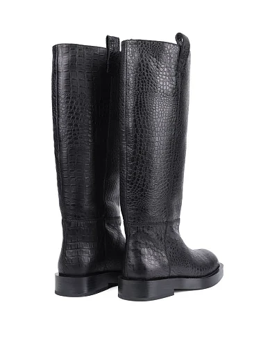 Женские сапоги MIRATON кожаные черные - фото 4 - Miraton