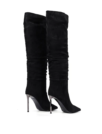 Жіночі чоботи MIRATON велюрові чорні - фото 4 - Miraton