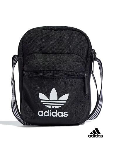 Мужская сумка мессенджер Adidas тканевая черная с логотипом фото 1