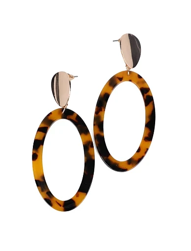 Серьги подвески круглые с леопардовым принтом - фото 2 - Miraton