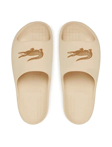 Мужские шлепанцы Lacoste резиновые бежевые - фото 5 - Miraton