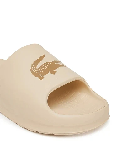 Мужские шлепанцы Lacoste резиновые бежевые - фото 6 - Miraton