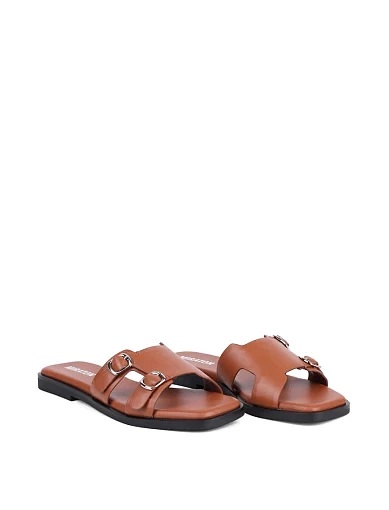 Жіночі шльопанці MIRATON шкіряні коричневі - фото 3 - Miraton