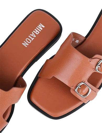Жіночі шльопанці MIRATON шкіряні коричневі - фото 5 - Miraton