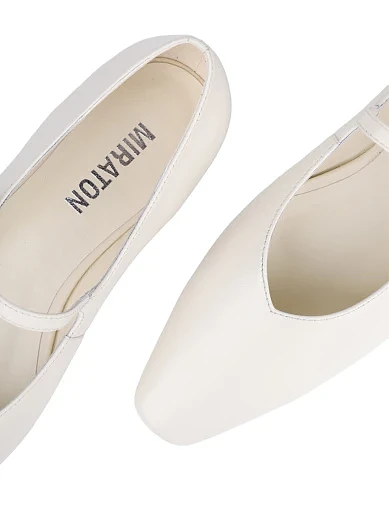 Жіночі туфлі Мері Джейн MIRATON шкіряні білі - фото 5 - Miraton
