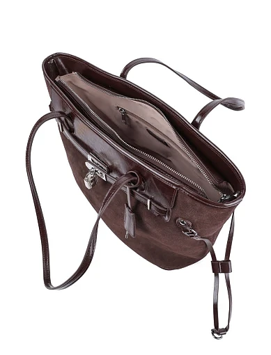 Жіноча сумка тоут MIRATON замшева коричнева - фото 6 - Miraton