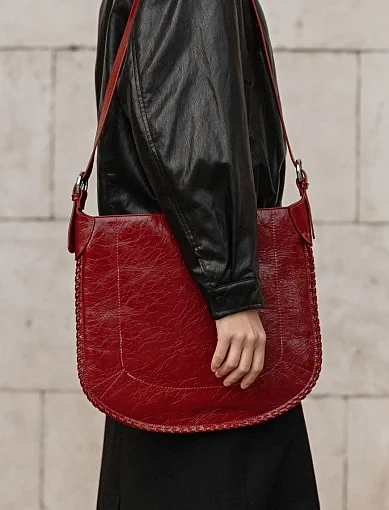 Жіноча сумка хобо MIRATON шкіряна бордова - фото 8 - Miraton