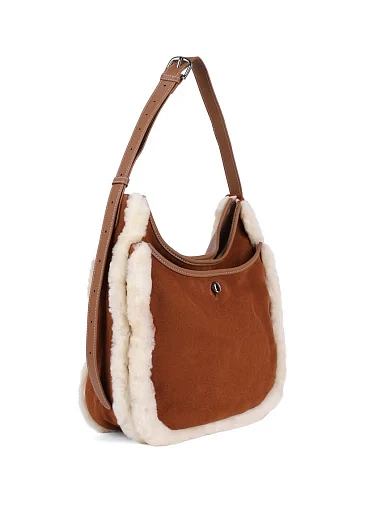 Жіноча сумка хобо MIRATON замшева коричнева - фото 2 - Miraton