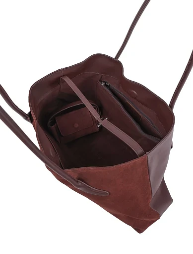 Женская сумка через плечо MIRATON замшевая коричневая - фото 5 - Miraton