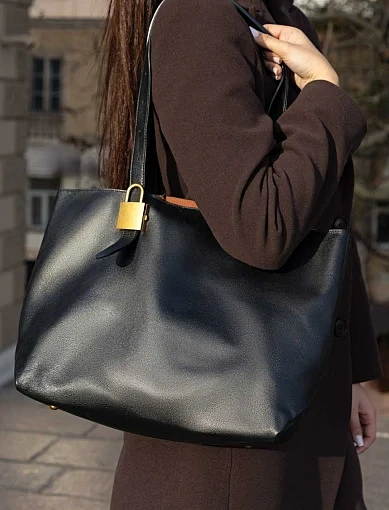 Жіноча сумка шоппер MIRATON шкіряна чорна(10-1988) - фото 2 - Miraton