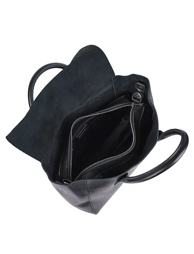 Женская сумка тоут MIRATON кожаная черная - фото 5 - Miraton