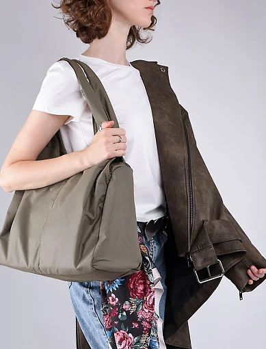 Женская сумка шоппер MIRATON тканевая зеленая - фото 2 - Miraton