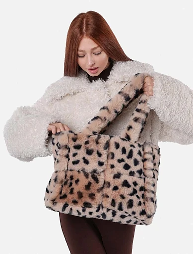 Жіноча сумка шопер з хутра леопардова - фото 2 - Miraton